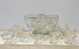Vintage Glass Punch Bowl and Glasses