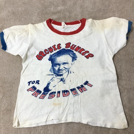 Vintage 1972 "Archie Bunker for President" Child's T-Shirt Size M 12-14