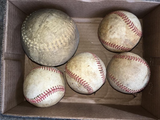 Vintage Baseballs and Rubber Softball (Garage)