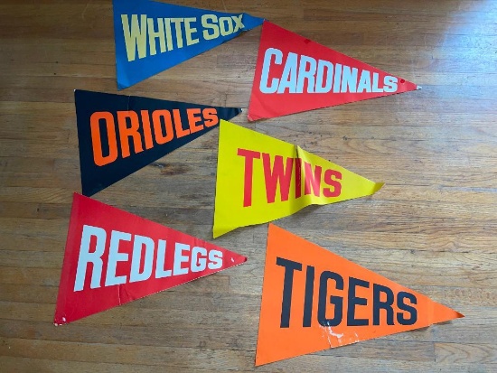 Six Vintage Double Sided Paper Pennants
