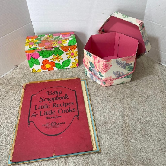 Vintage Betty's Scrapbook of Little Recipes for Little Cooks Book and Storage Boxes