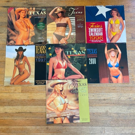 Seven Texas Swimsuit Calendars 1996-1997, 1999-2002 and 2004 - Like New Condition