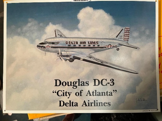 Douglas DC-3 Delta Airlines Tin Sign (Basement)