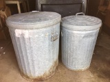 Two Galvanized Trash Cans (Garage)