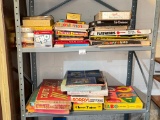 Two Shelves of Misc Vintage Board Games (Basement)