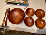 Seven Piece Wood Bowl Salad Set (Basement)