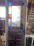 Vintage Wood Door w/Colored Glass Accents (Garage)