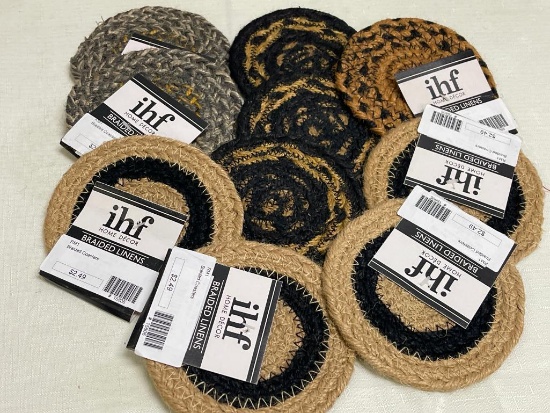 Group of 10 Mixed Braided Coasters
