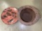 Two Piece Lot Incl Decorative Metal Plate and Hat Bucket