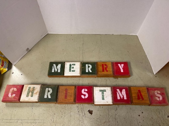 Hand Painted Wooden "Merry Christmas" Blocks