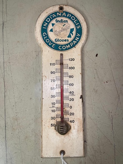 Vintage Indianapolis Glove Company Wood Thermometer