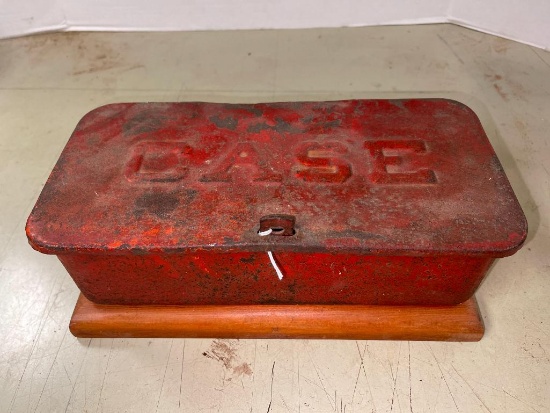 Vintage Case Pressed Steel Tool Box w/Embossed Letters