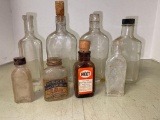 Group of Vintage Glass Medicine Bottles and More