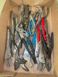 Group of Pliers, Channel Locks, Small Pipe Wrench and More