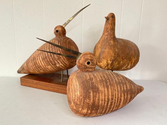 Group of 3 Wooden Birds