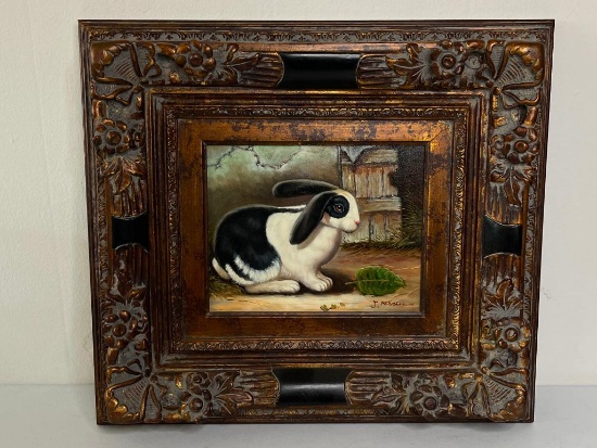Framed Contemporary Rabbit on Canvas