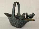 Metal Basket with Bird Detail