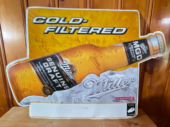 Large Metal Miller Genuine Draft Beer Sign