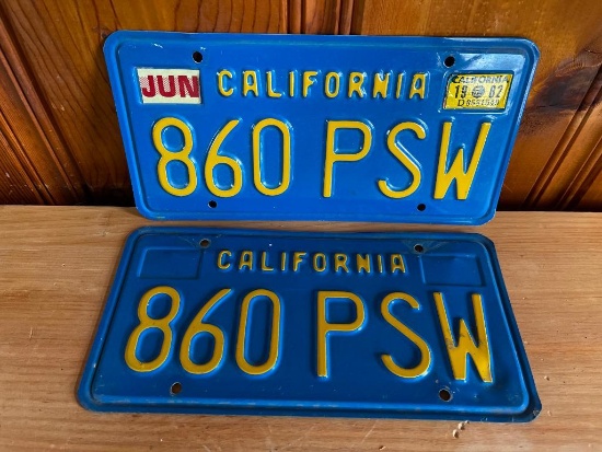 Matching Pair of California License Plates