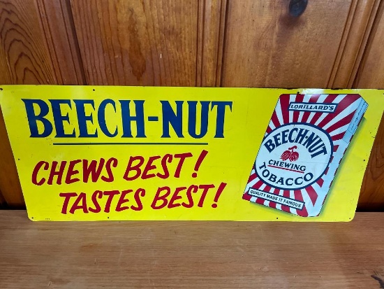 Vintage Thin Metal Beech Nut Sign