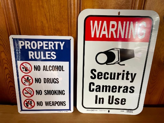 Group of 2 Contemporary Thin Metal Signs
