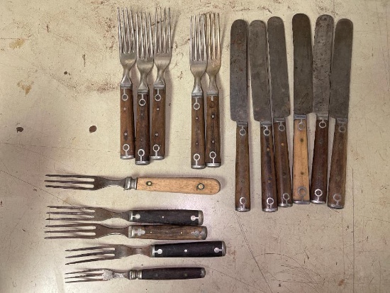 Vintage Wood Handled Forks and Knives