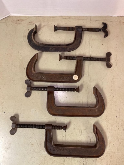Four Vintage C Clamps by Standard Clamp Co, Cincinnati Tool Co and More