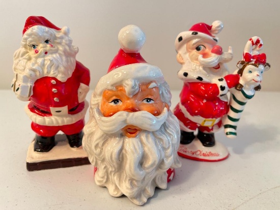 Group of 3 Vintage Ceramic Santas