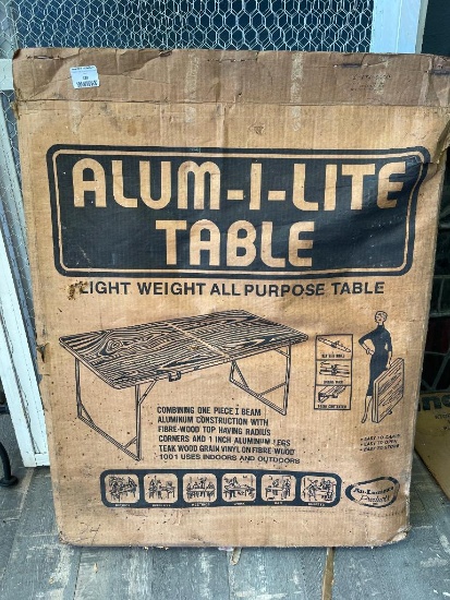 Vintage Alum-i-lite Wood Grain Folding Table