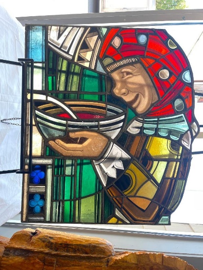 Large Leaded Stained Glass Window from King Cole Restaurant