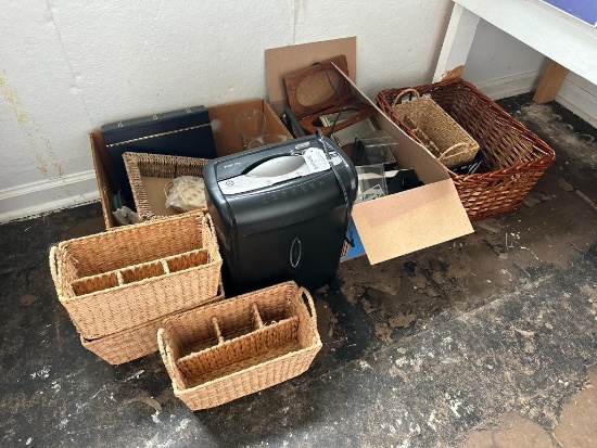 Decorator Lot with Picture Frames, Baskets, Shredder and More!