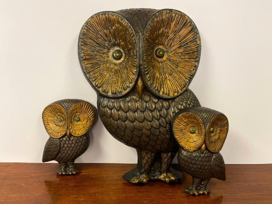 Group of 3 Vintage Wall Hanging Owls