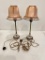Two Vintage Porcelain and Metal Lamps with Floral Accents, Working