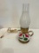 Painted, Floral Oil Lamp with Chimney