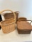 Group of Four Baskets including a Picnic Basket full of Cross Stitch Items