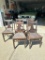 Group of 5 Antique T-Back, Wood Chairs with Leather Seats
