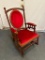 Victorian Rocking Chair with Red Velvet Back, Arm Rest and Seat