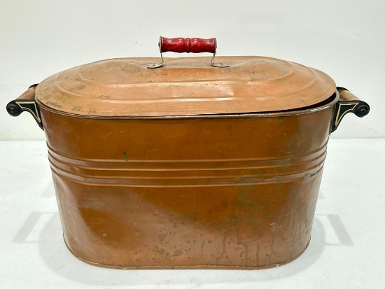 Copper Wash Boiler with Decorative Painted Accents