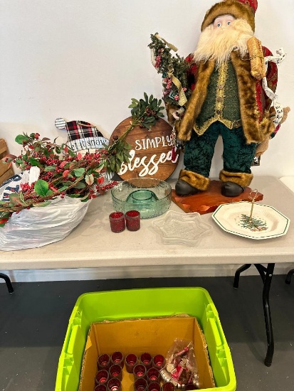 Large Christmas Lot with Plates, Big Santa and More