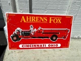 Ahrens Fox Cincinnati Ohio, Porcelain, Firetruck Sign