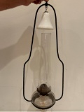 Antique, Hanging Oil Lamp with Aladdin Shade