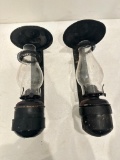 Two, Antique, Wall Hanging, Oil Lamps