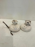 Two, Vintage, Porcelain, Bathroom Style Light Fixtures