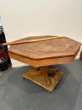 Oak Game Table with Bumper Pool and Card Table Top, Comes with Three Pool Sticks