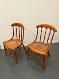 Group of 6 Antique Cane Bottom Chairs