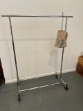 Chrome, Collapsible Clothing Rack on Wheels