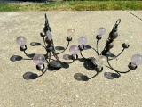 Pair of Wood and Metal Chandeliers