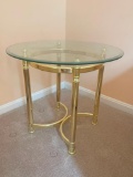 Brass with Glass Top End Table