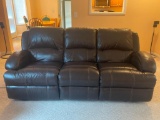 Cheers Leather Couch with Power Recliner at Both Ends