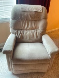 La-Z-Boy Cream Leather Chair and Ottoman